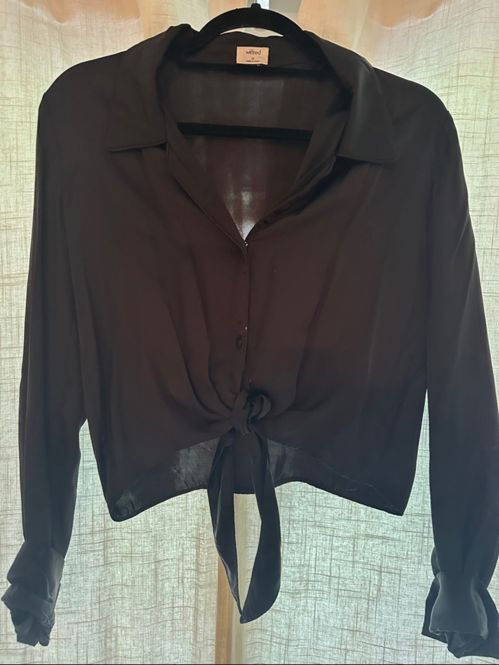 Wilfred Black Satin Tie-Front Blouse